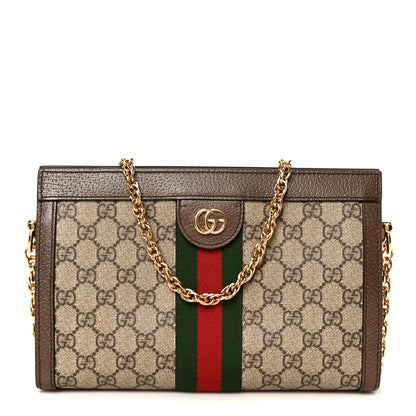 Gucci GG Supreme Monogram Web Small Ophidia Chain Shoulder Bag Brown 1 of 11