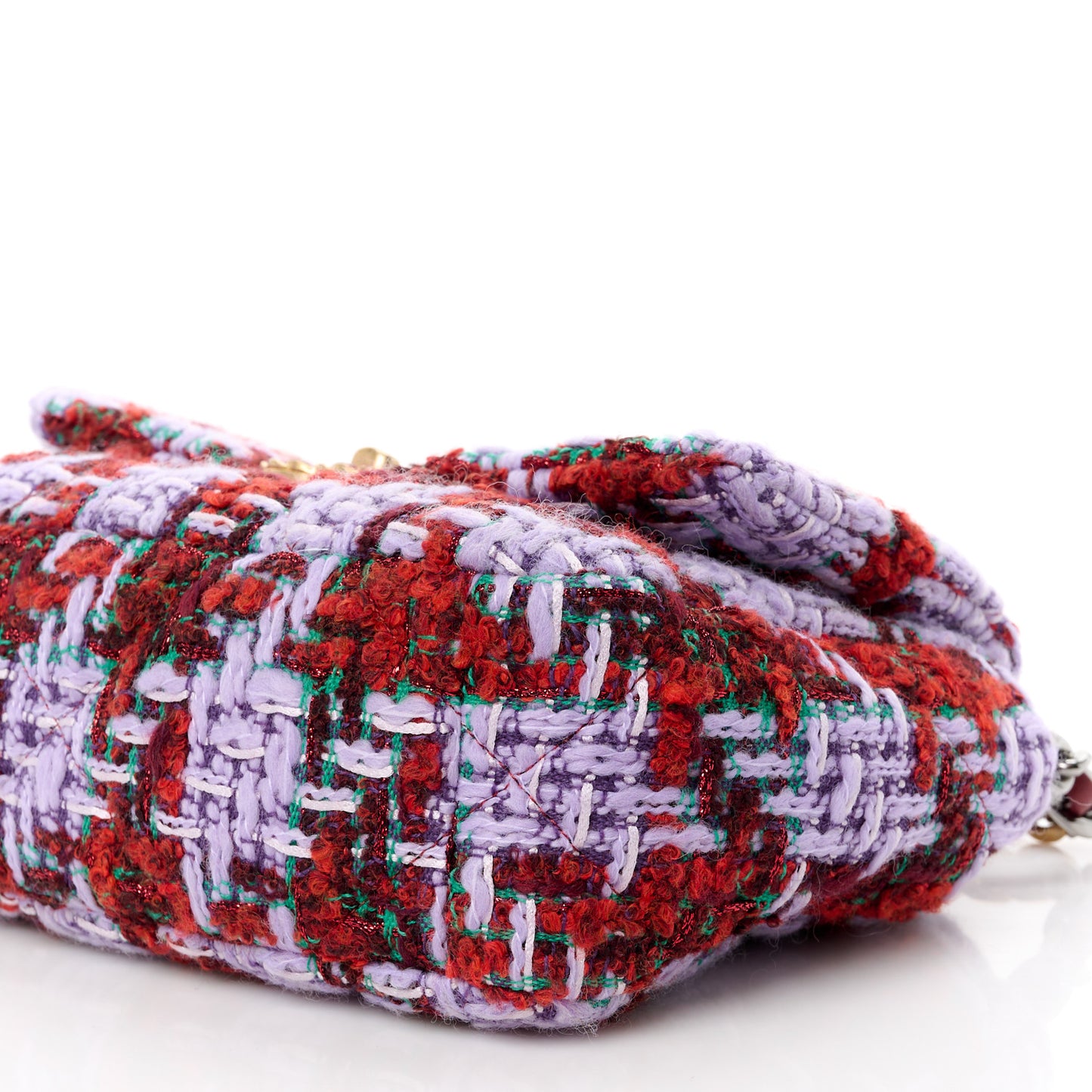 Tweed Quilted Medium Chanel 19 Flap Red Purple Green