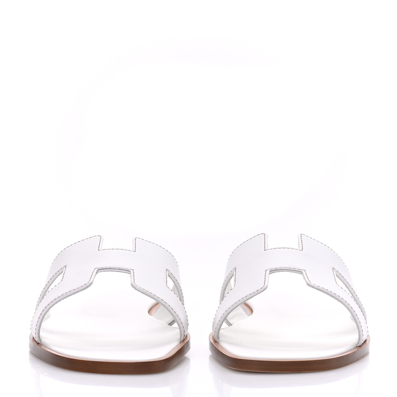 Hermes Box Calfskin Oran Sandals 37 White 2 of 9