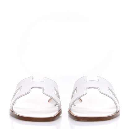 Hermes Box Calfskin Oran Sandals 37 White 2 of 9