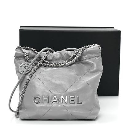 Chanel Shiny Calfskin Quilted Mini Chanel 22 Grey 12 of 13