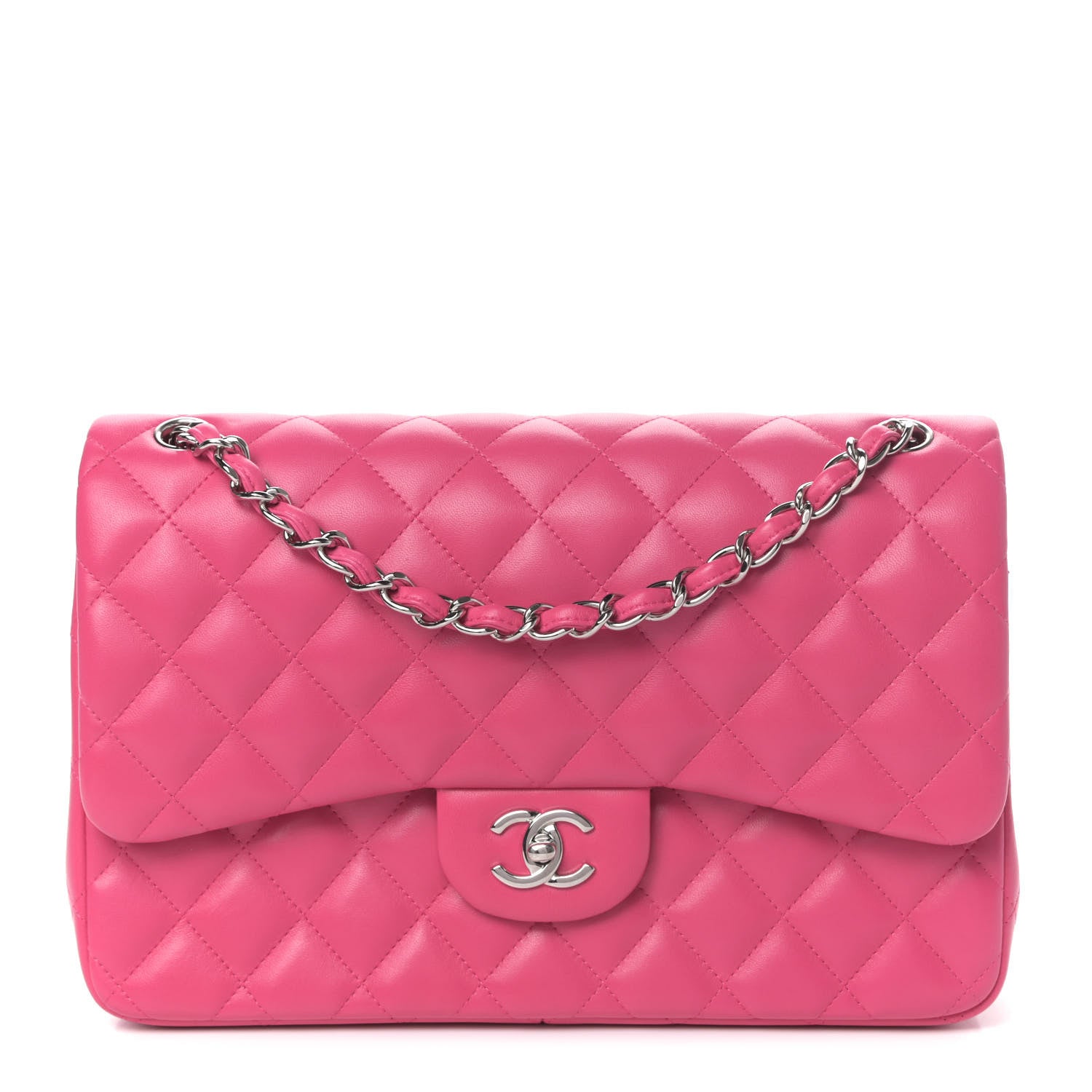 Chanel Lambskin Quilted Jumbo Double Flap Dark Pink 1 of 4