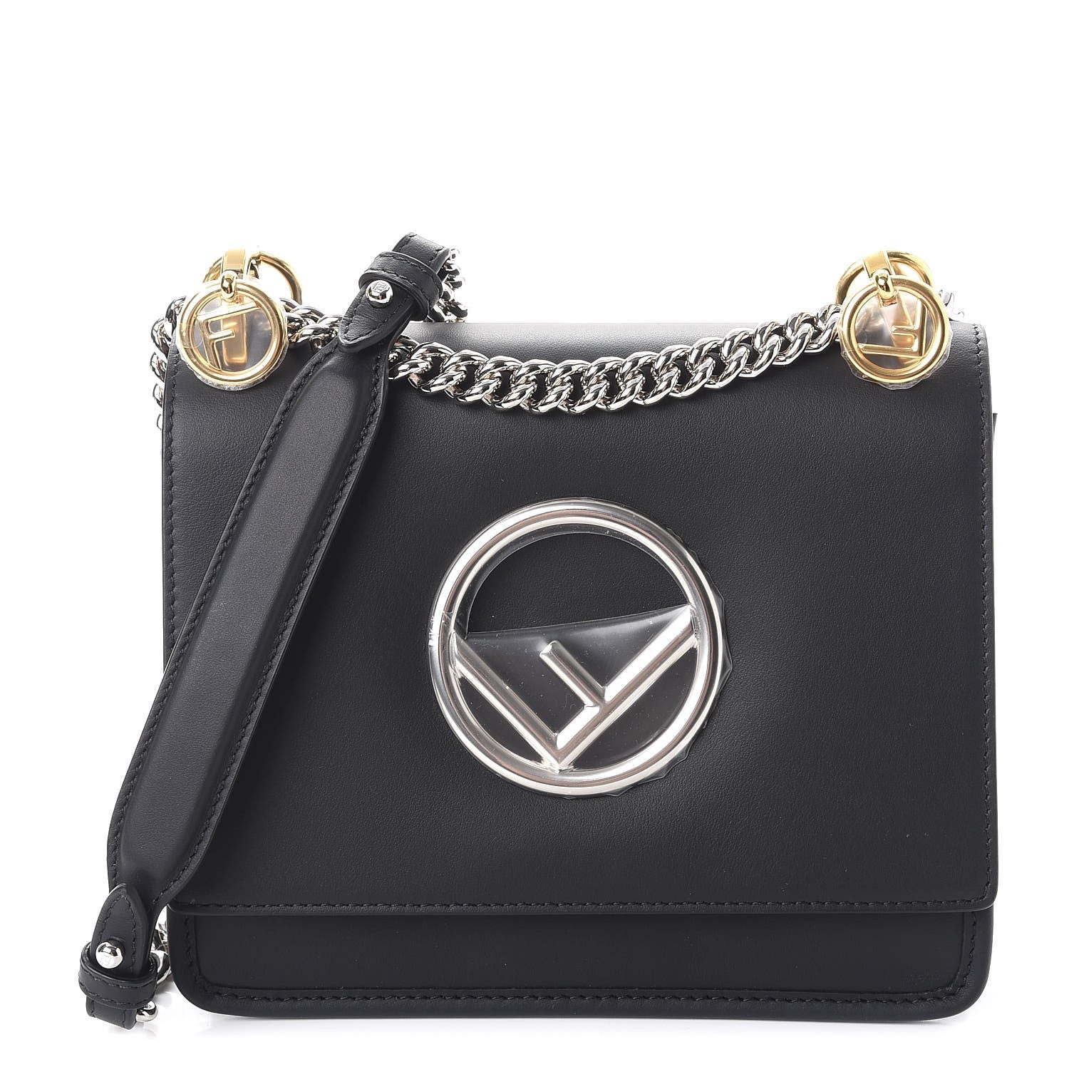 Fendi Vitello Century Opaco F is Fendi Small Kan I Shoulder Bag Black 1 of 9
