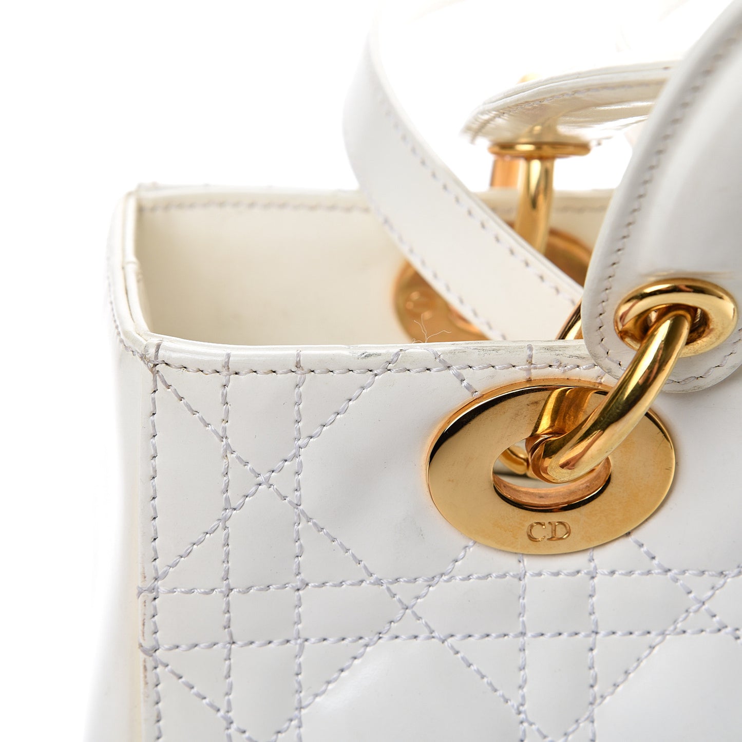 Patent Cannage Medium Lady Dior White