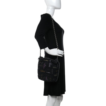 Chanel Denim Quilted Mood Bucket With Chain Black Multicolor 2 of 9