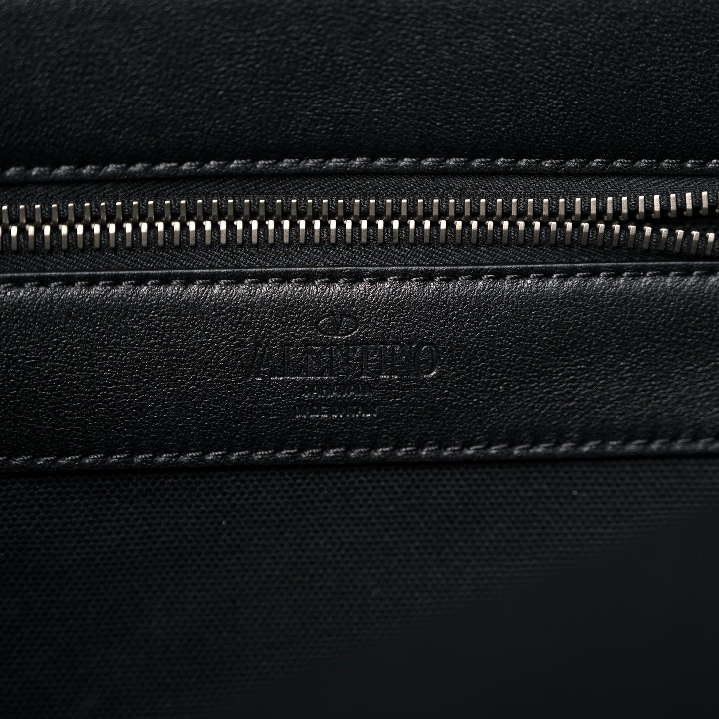 Grained Calfskin Rockstud Backpack Black