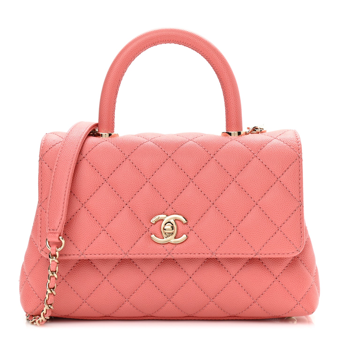 Caviar Quilted Mini Coco Handle Flap Pink