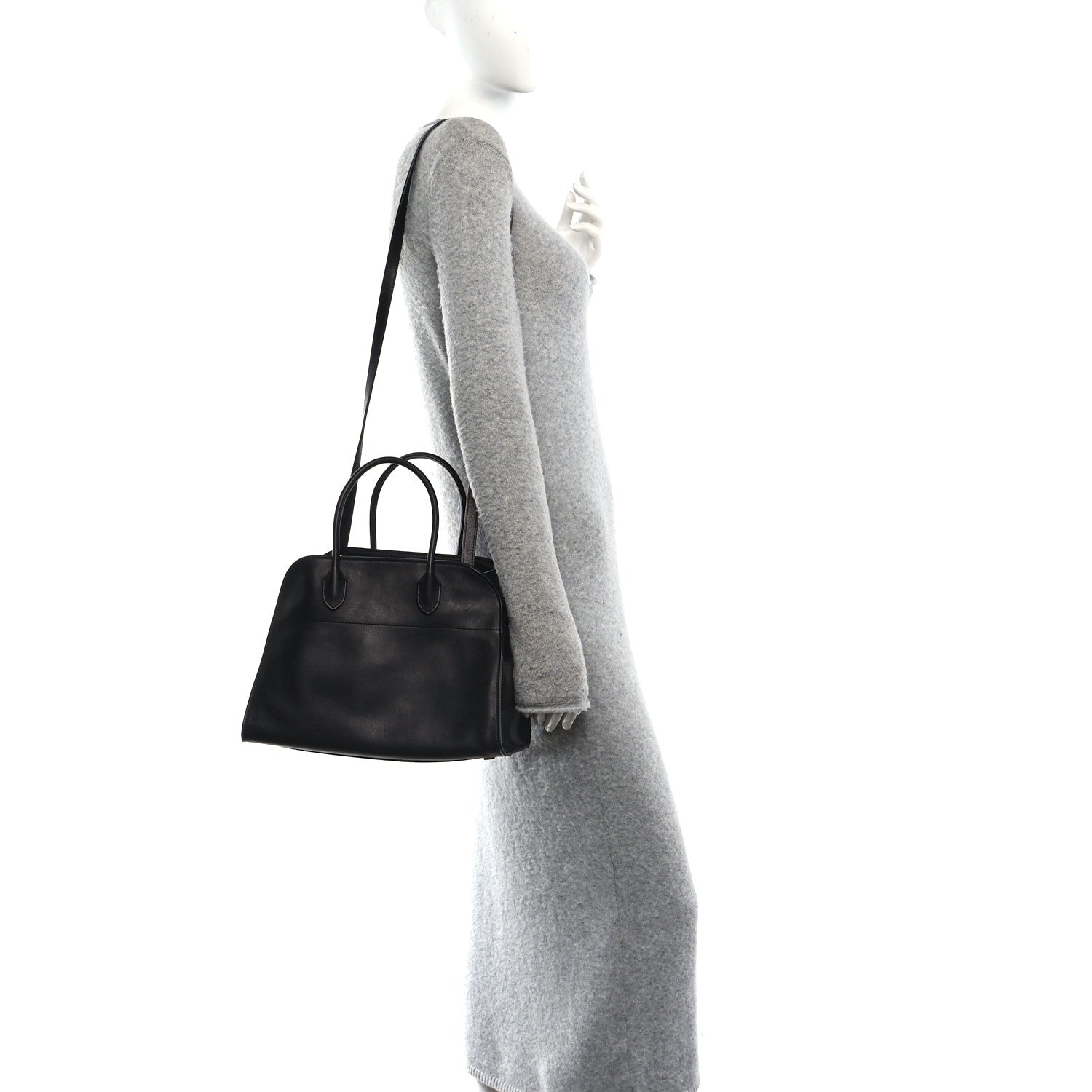 The Row Polished Saddle Calfskin Soft Margaux 12 Black 2 of 9