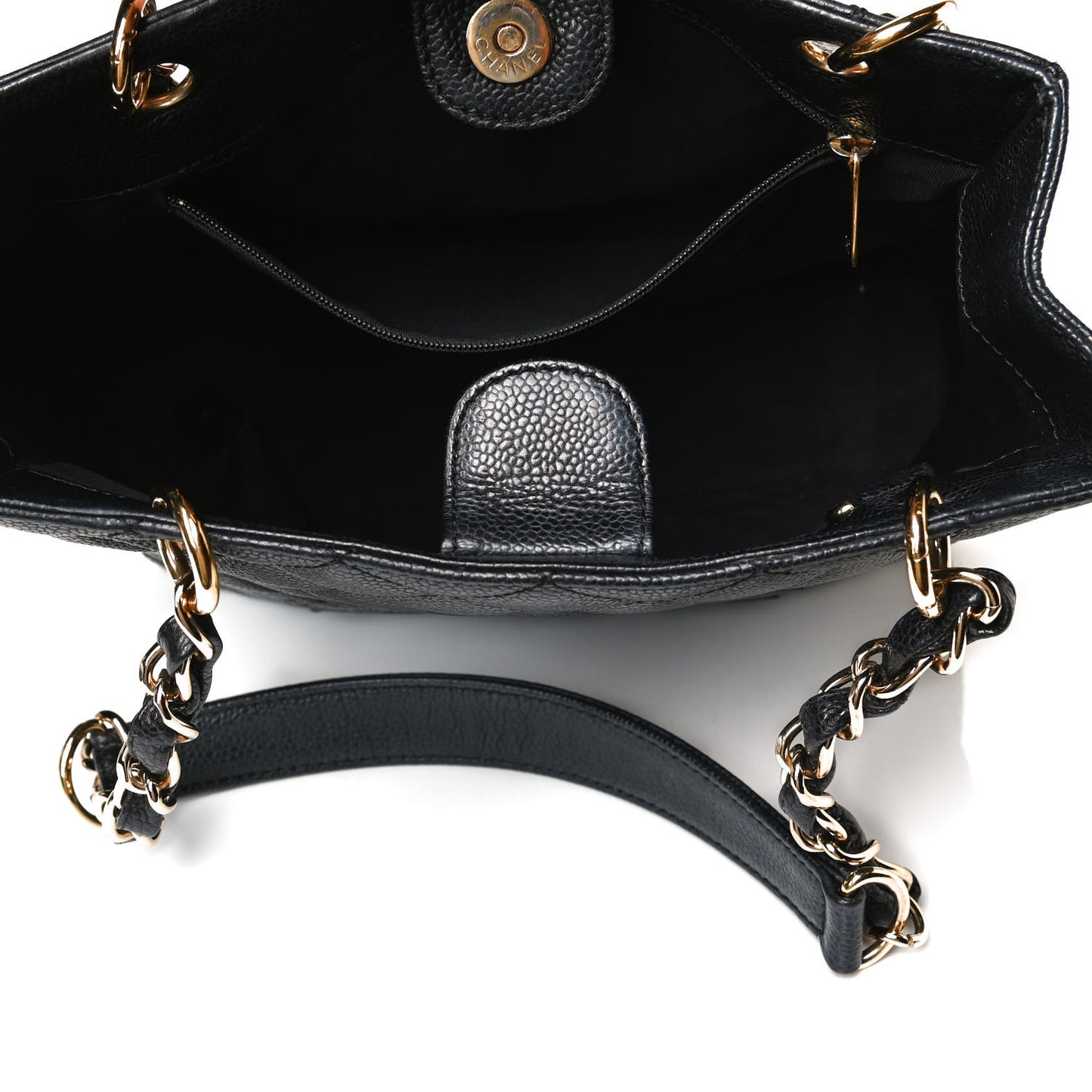 Caviar Quilted Petit Shopping Tote PST Black