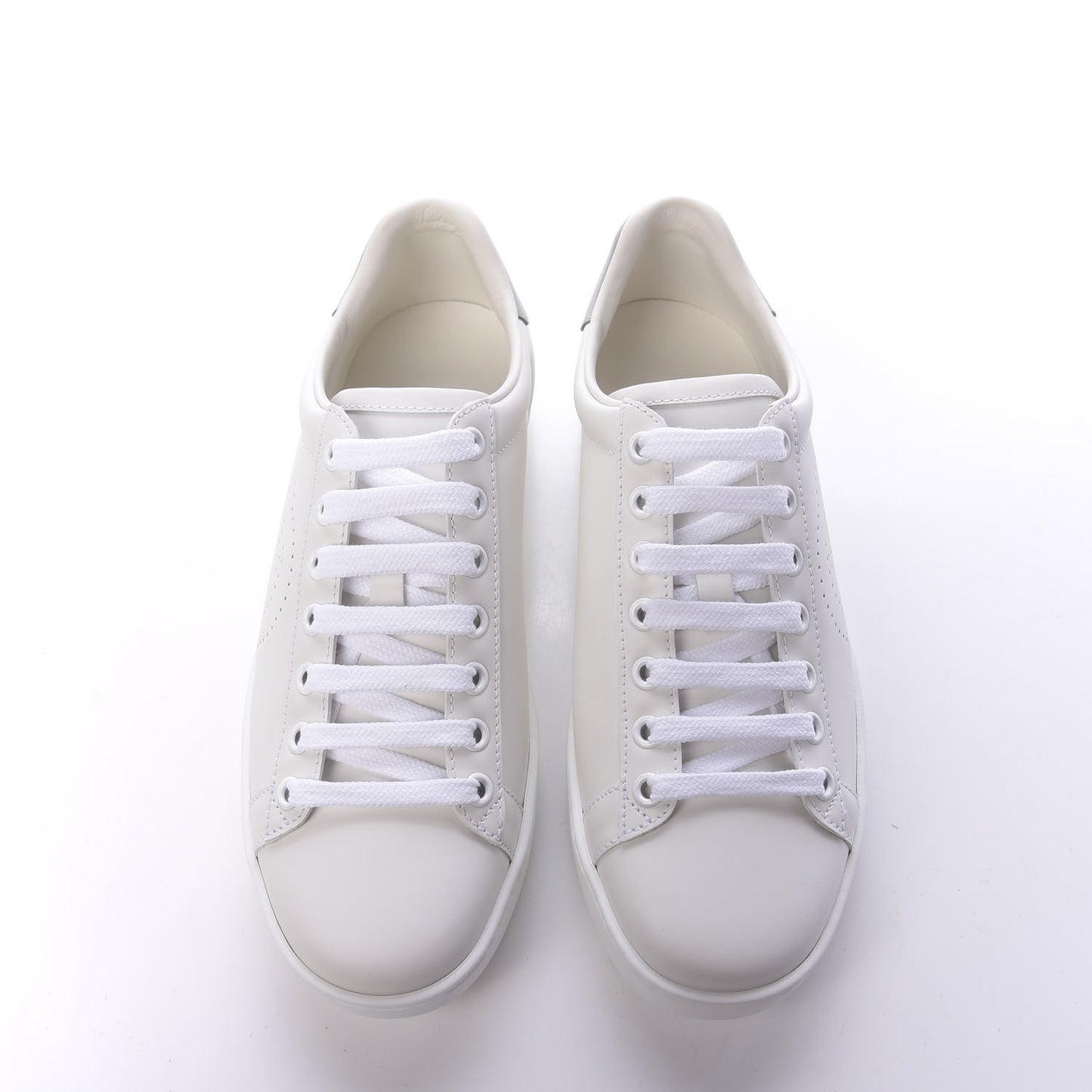 Calfskin Interlocking G Perforated Womens Ace Sneakers 37 White Grey Sky