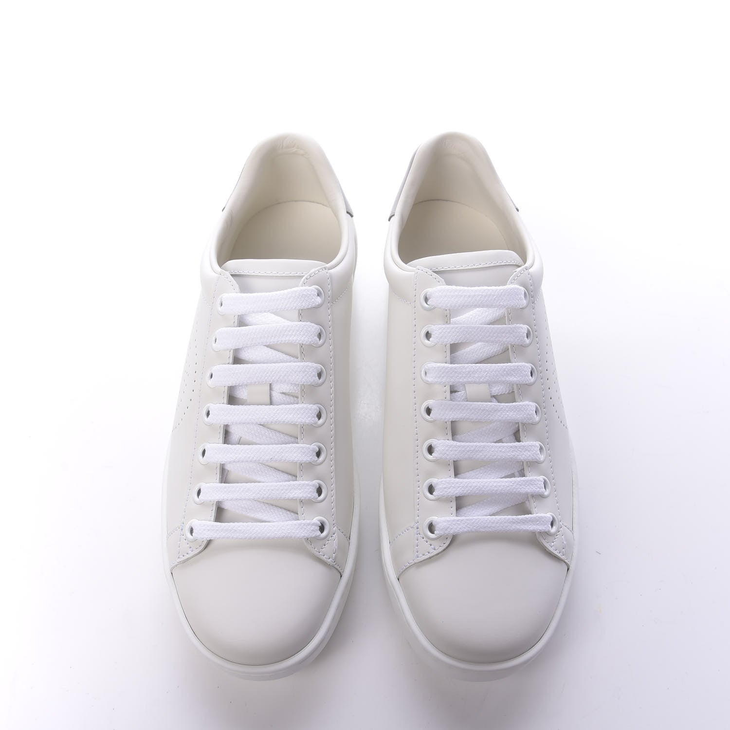Gucci Calfskin Interlocking G Perforated Womens Ace Sneakers 37 White Grey Sky 5 of 11