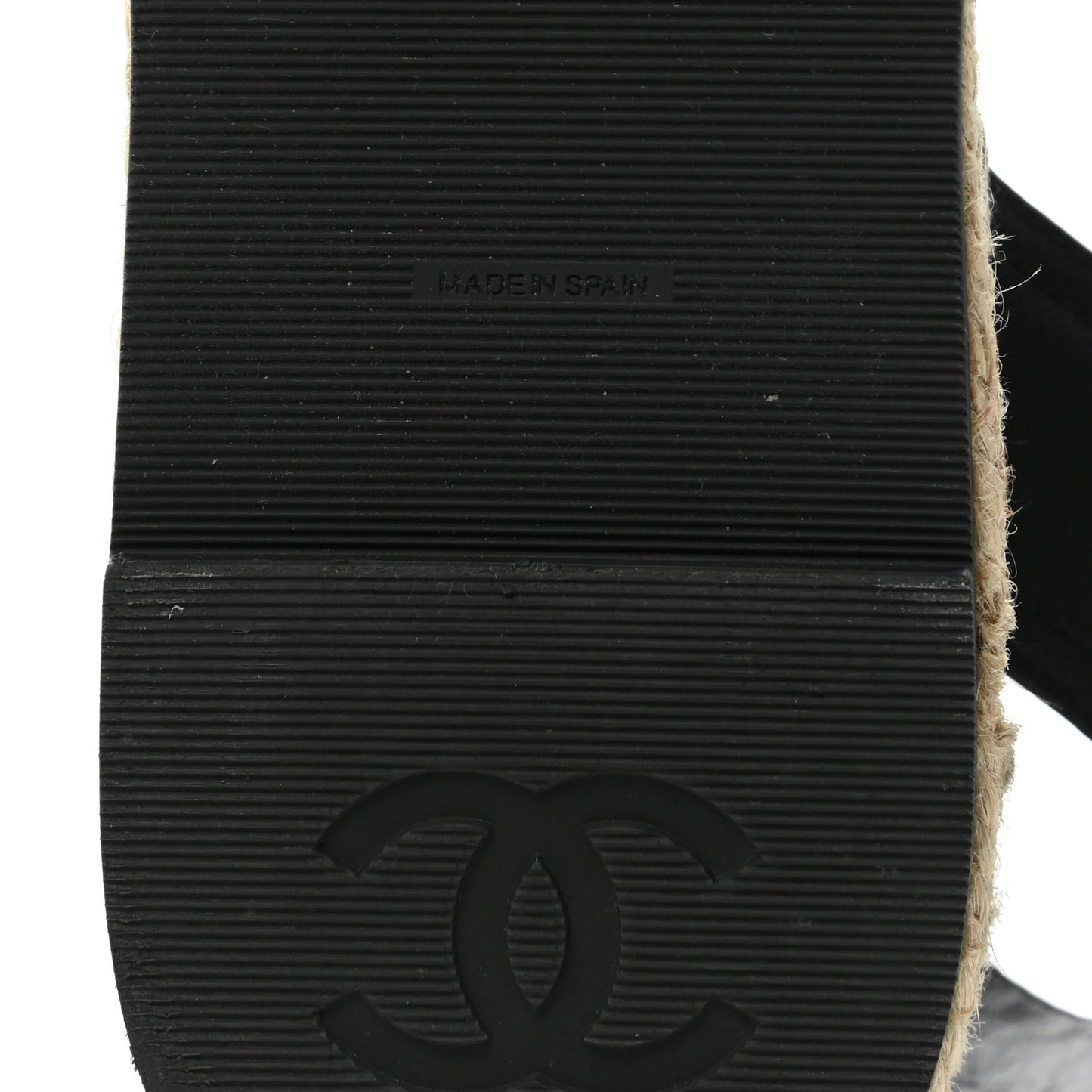 Lambskin Cap Toe CC Espadrilles Sandals 38 Black
