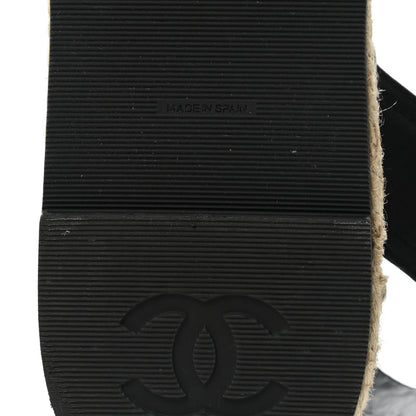 Chanel Lambskin Cap Toe CC Espadrilles Sandals 38 Black 6 of 10