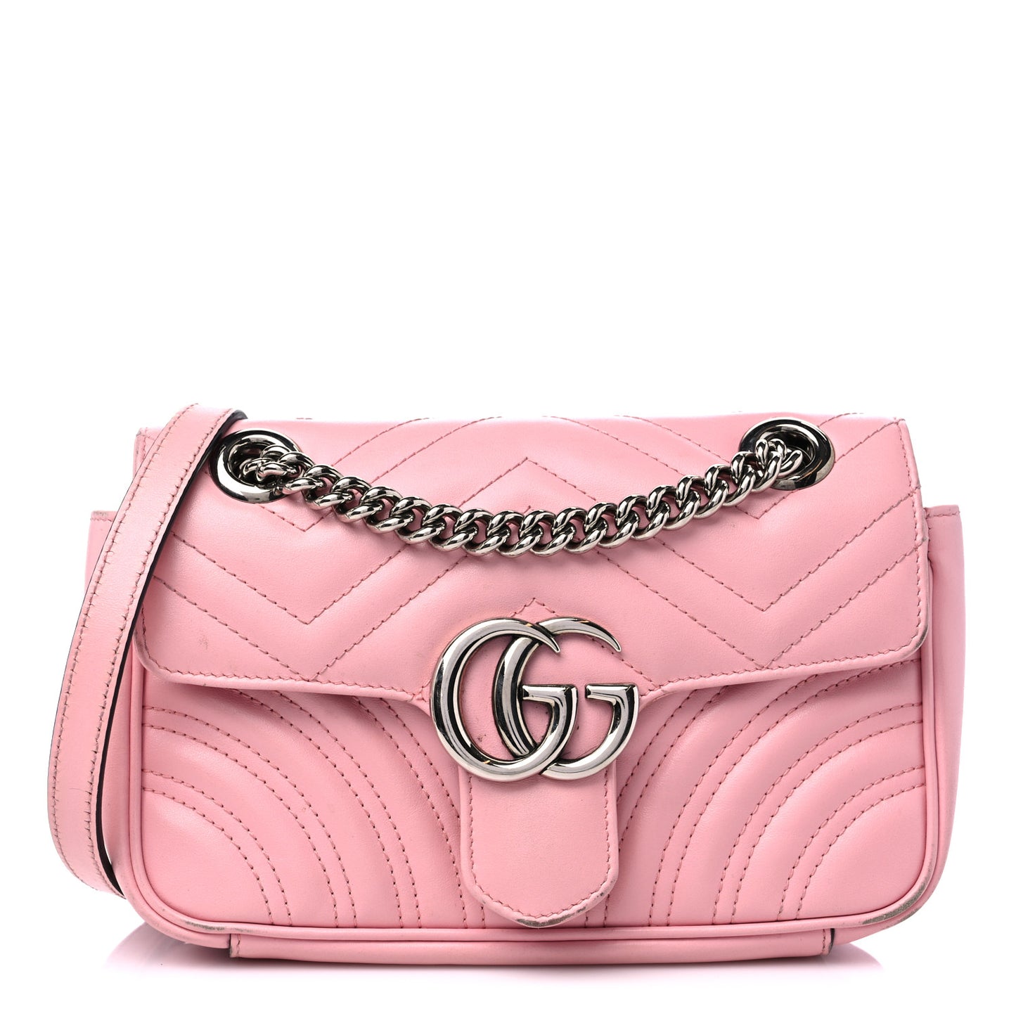 Calfskin Matelasse Mini GG Marmont Shoulder Bag Wild Rose