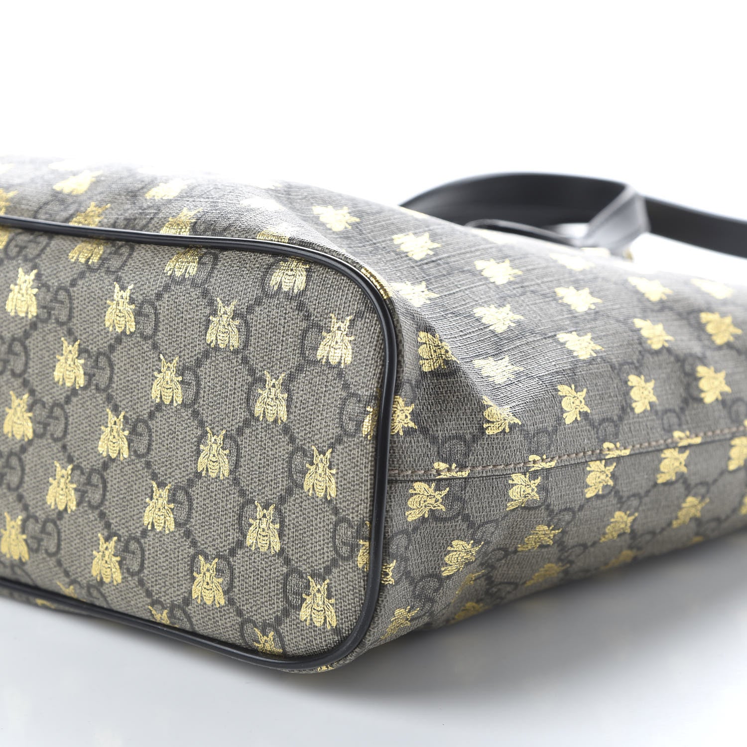 Gucci Soft GG Supreme Monogram Bees Small Crossbody Tote Beige Oro Black 7 of 10