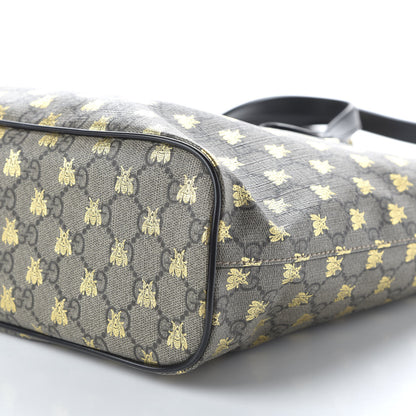 Gucci Soft GG Supreme Monogram Bees Small Crossbody Tote Beige Oro Black 7 of 10