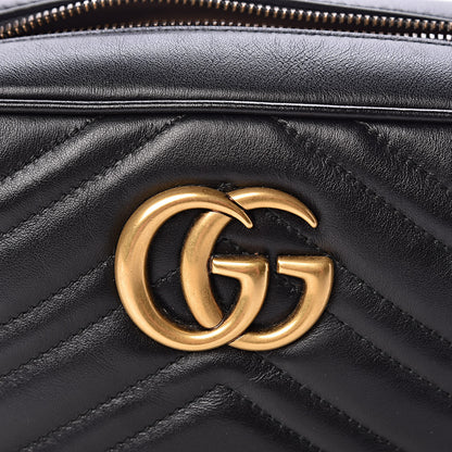 Gucci Calfskin Matelasse Small GG Marmont Chain Shoulder Bag Black 8 of 11