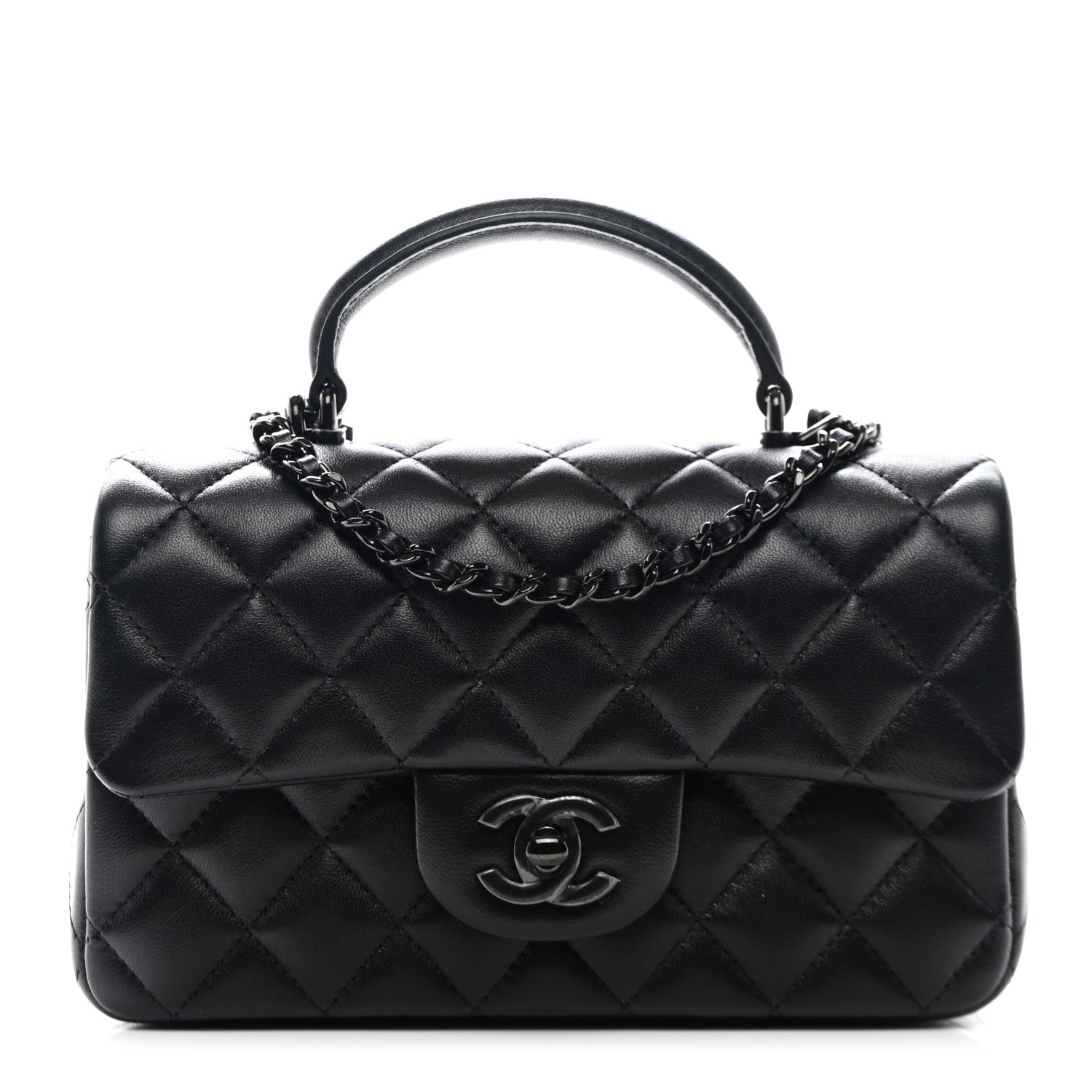 Chanel Lambskin Quilted Mini Top Handle Rectangular Flap So Black 1 of 11