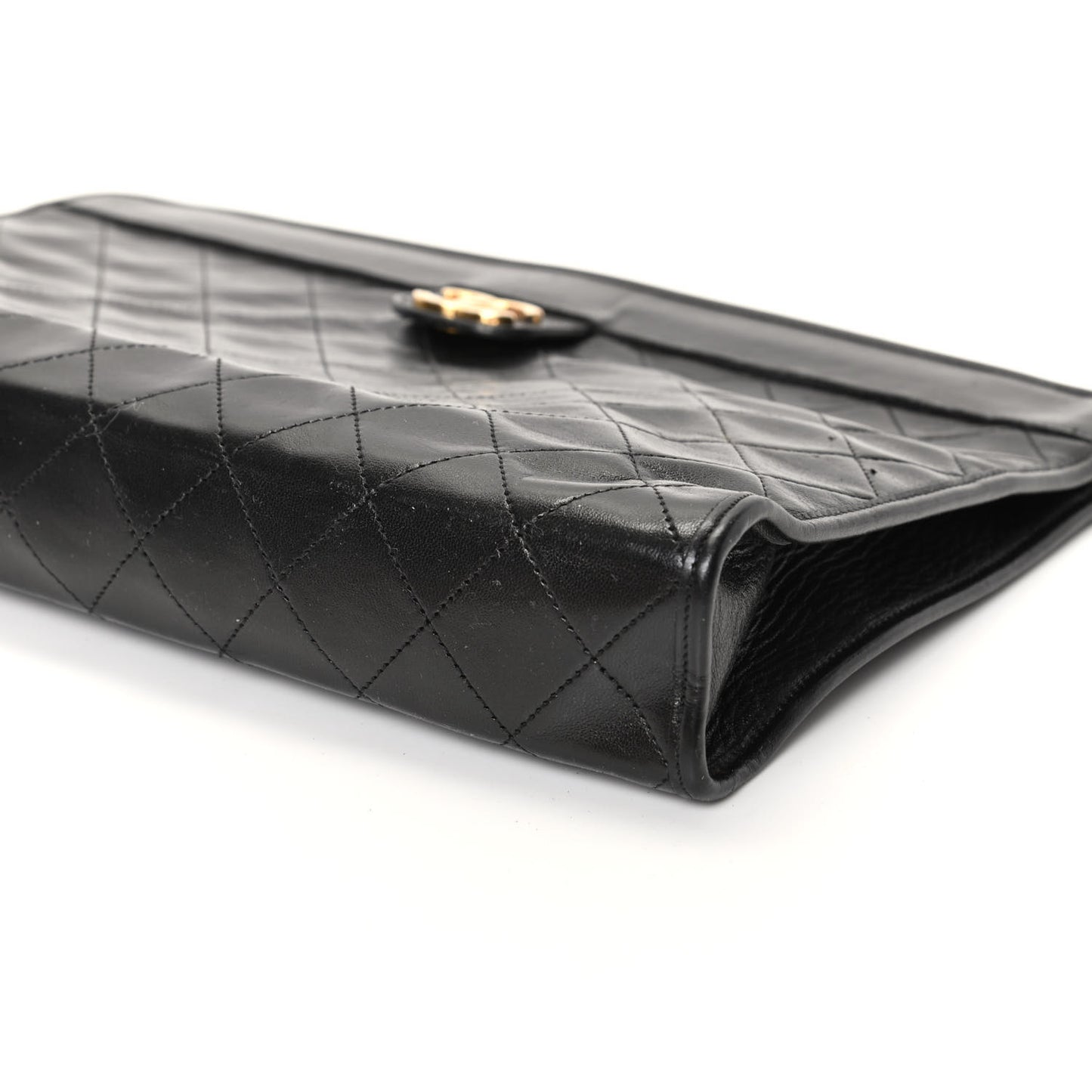Lambskin Quilted CC Large Clutch Black