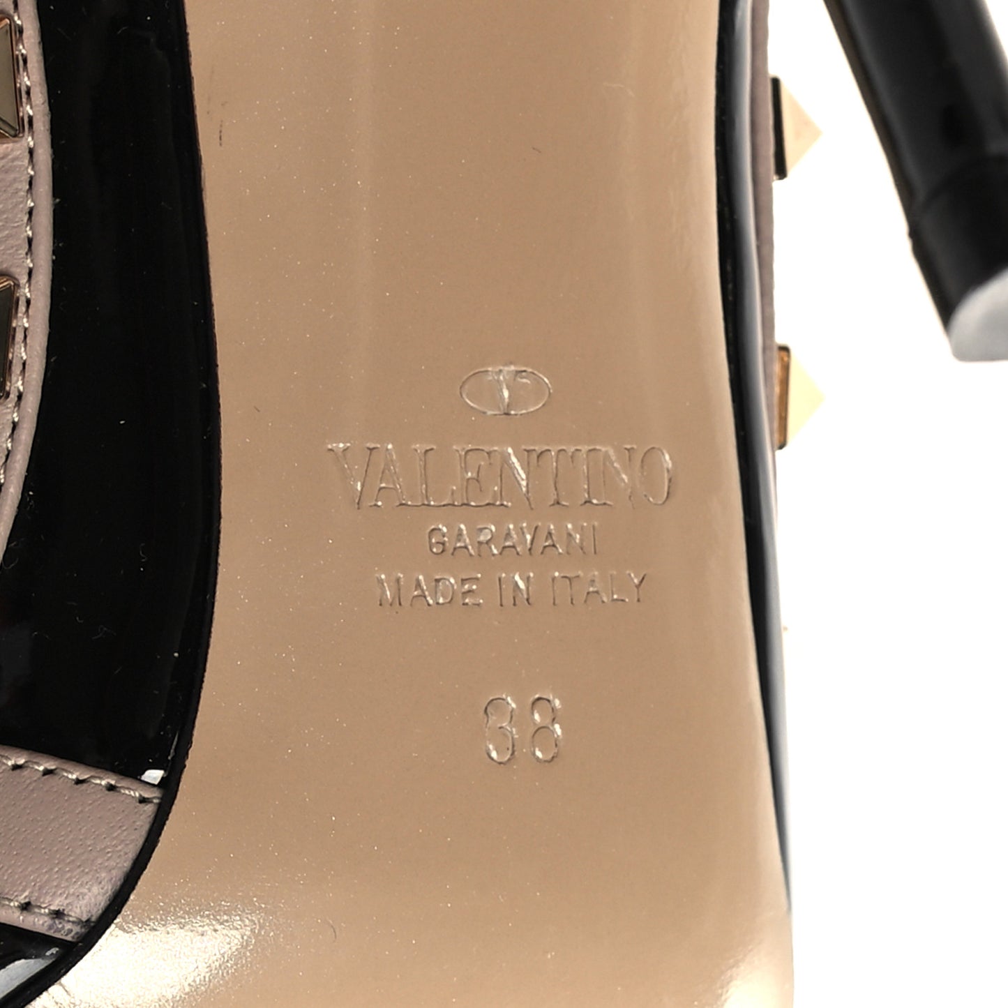 Patent Nappa Rockstud Ankle Strap 100mm Pumps 38 Black Poudre