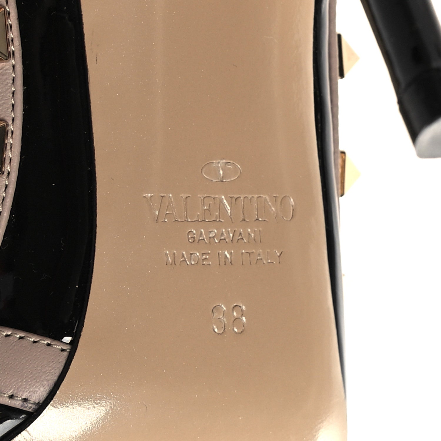 Valentino Garavani Patent Nappa Rockstud Ankle Strap 100mm Pumps 38 Black Poudre 7 of 9