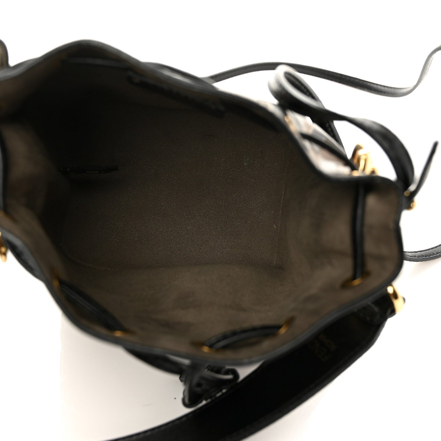 Vitello Liberty F is Fendi Bi-Color FF 1974 Embossed Mini Mon Tresor Bucket Bag Maya Black