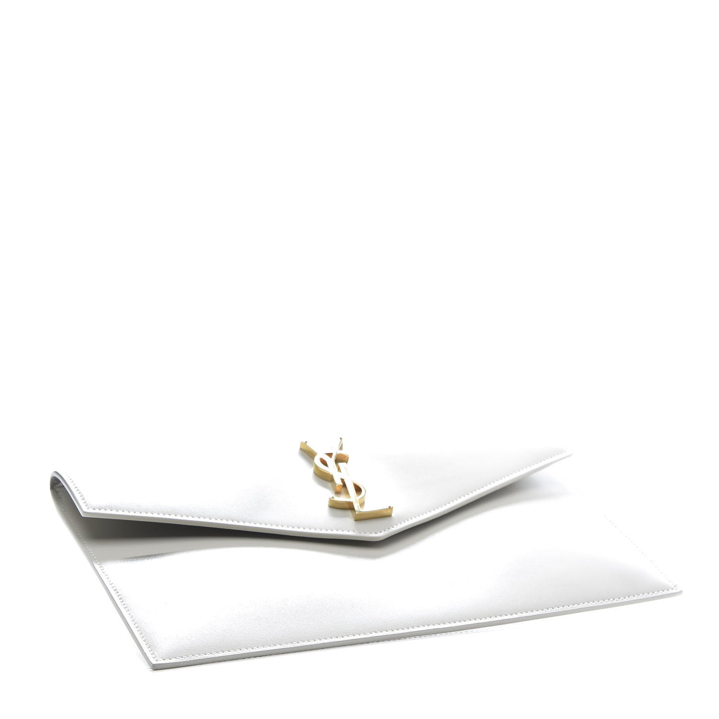 Smooth Shiny Calfskin Uptown Pouch Crema Soft