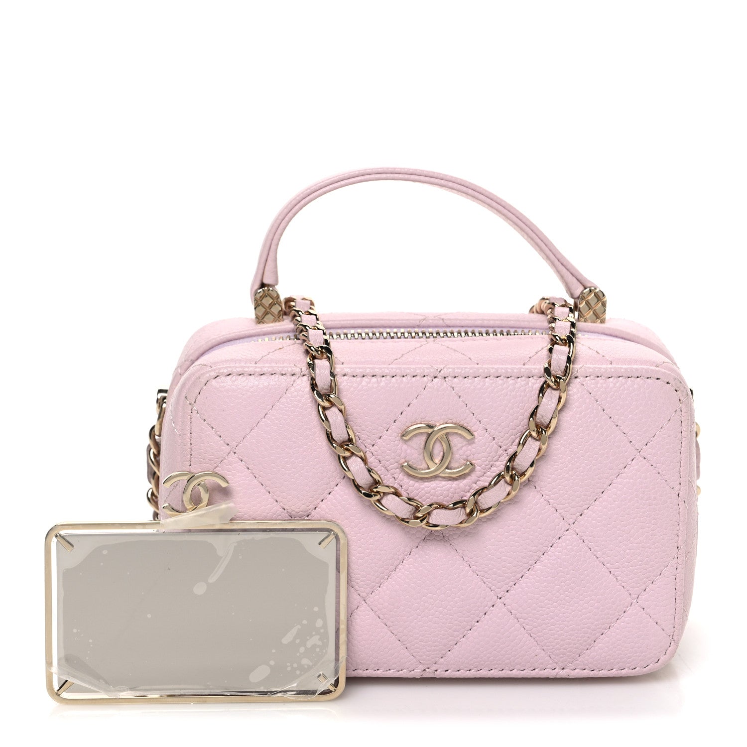 Chanel Caviar Quilted Top Handle Vanity Case Pink 3 of 11