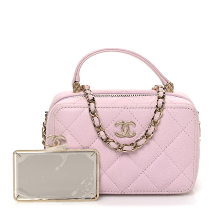 Chanel Caviar Quilted Top Handle Vanity Case Pink 3 of 11