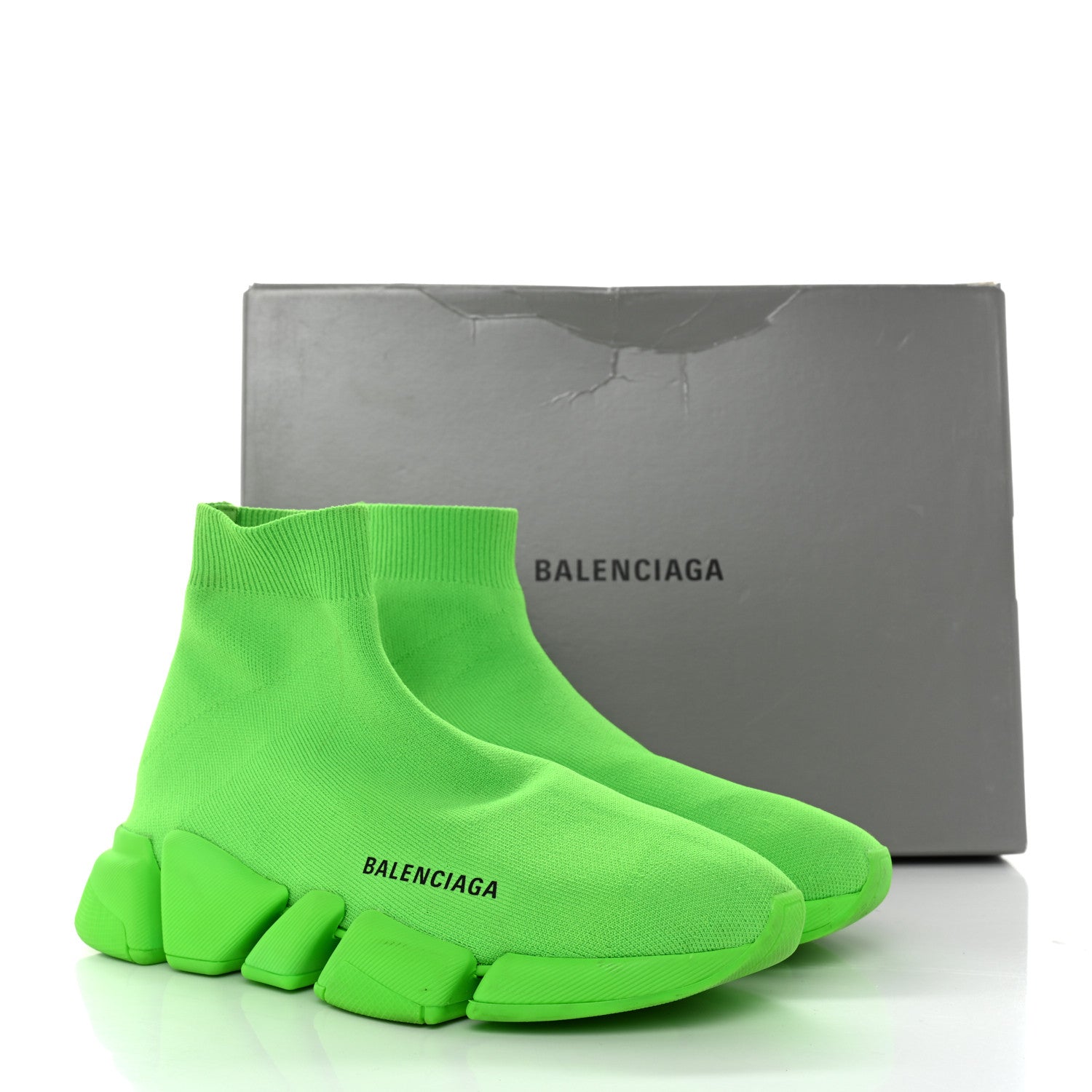 Balenciaga Technical 3D Recycled Knit Mens Speed 2.0 Sneakers 39 Monocolor Fluo Green 9 of 9