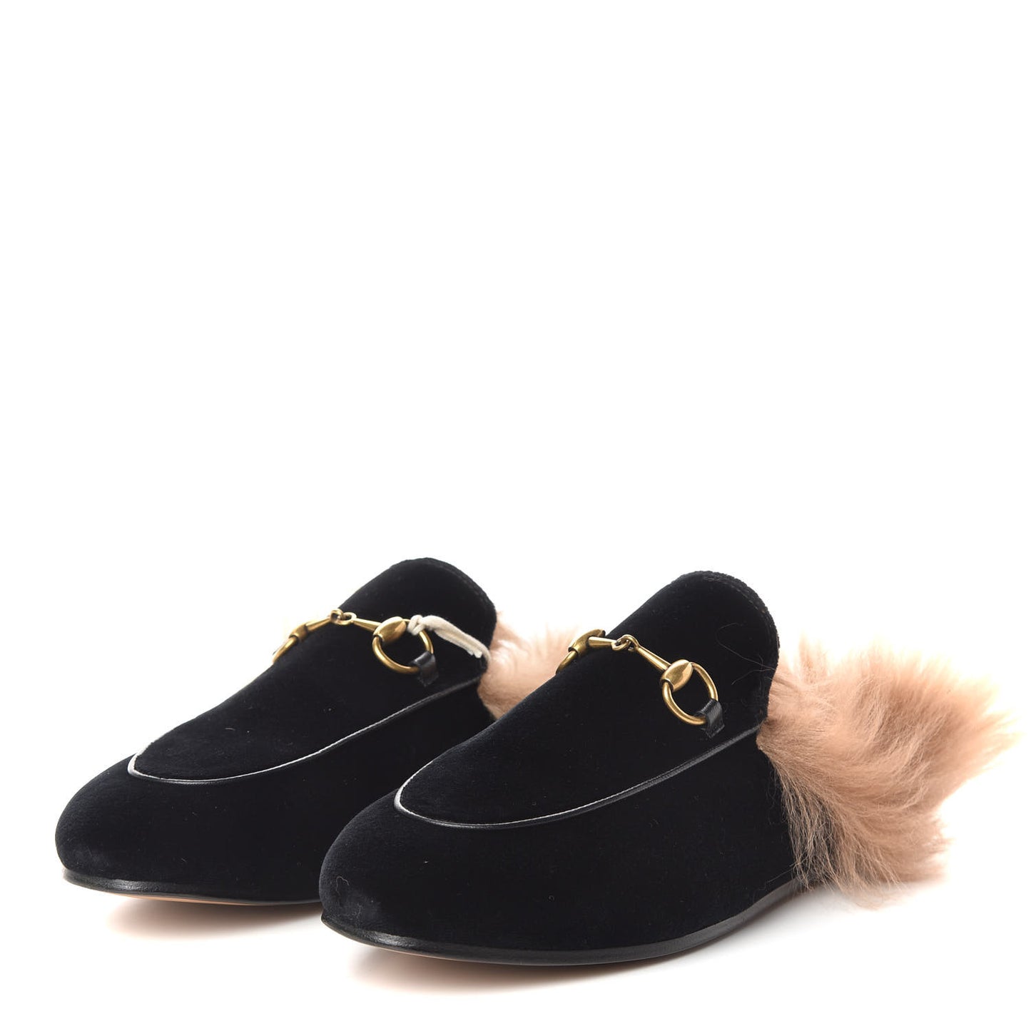 Velvet Fur Womens Princetown Slippers 36.5 Black