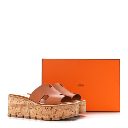 Hermes Calfskin Cork Eze 30 Sandals 37 Marron Glaise 9 of 9