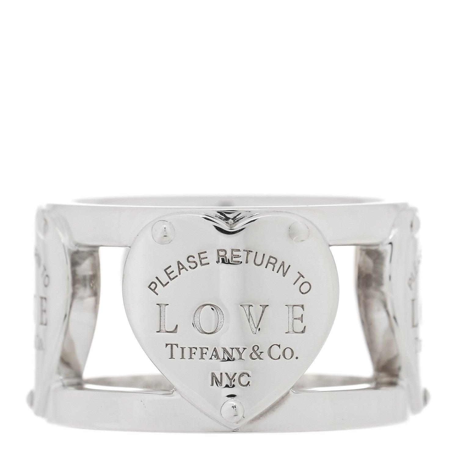 Tiffany Sterling Silver Return to Tiffany Heart Wide Band Ring 50