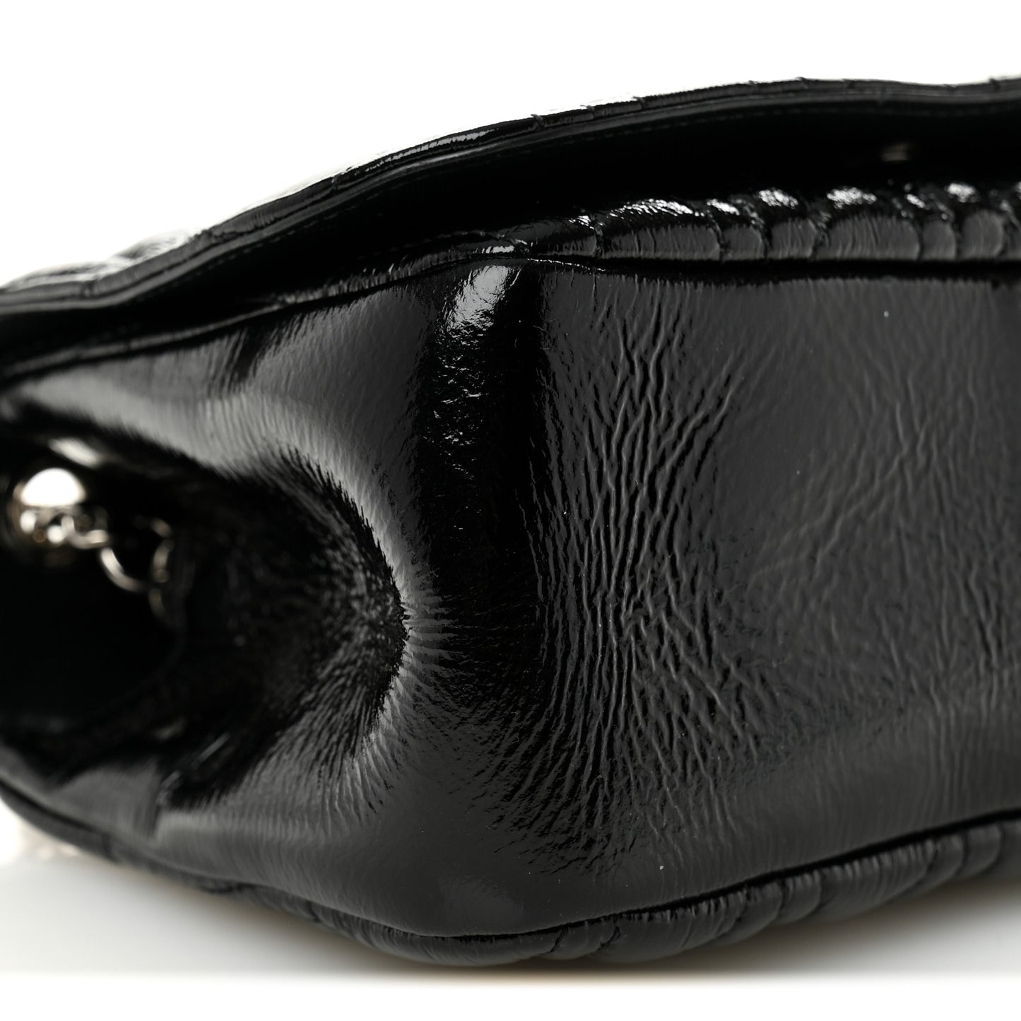 Patent Nappa Quilted Virtus Shoulder Bag Black