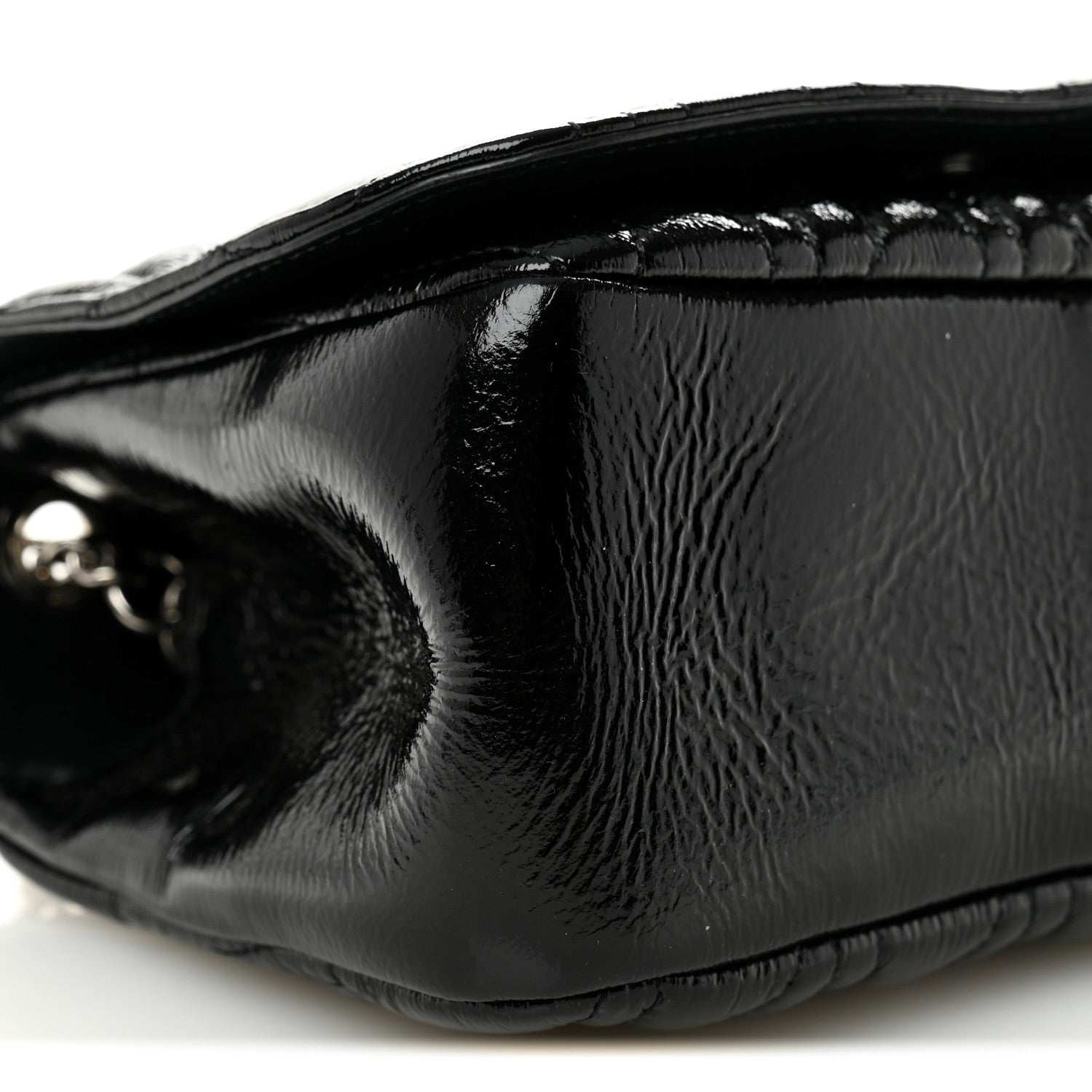 Versace Patent Nappa Quilted Virtus Shoulder Bag Black 8 of 11