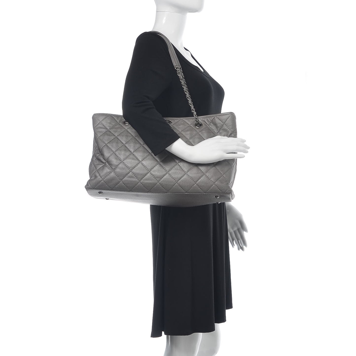 Metallic Caviar Large Be Caviar Tote Silver