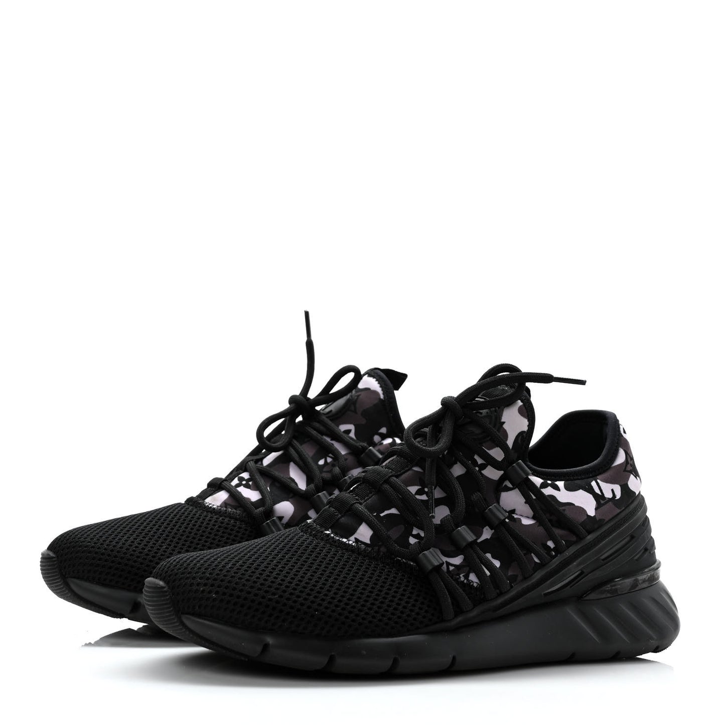 Neoprene Mesh Rubber Monogram Camo Fastlane Low Sneakers 5 Black