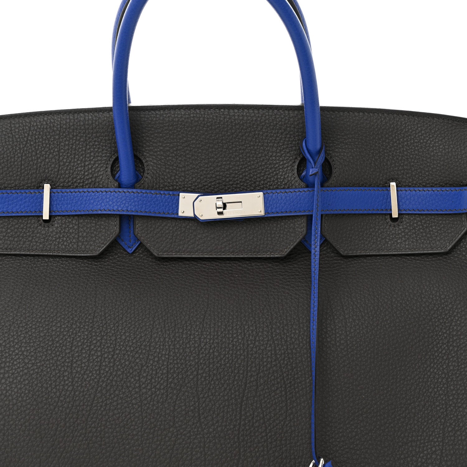 Hermes Togo Horseshoe Birkin 40 Etain Bleu Electrique 8 of 10