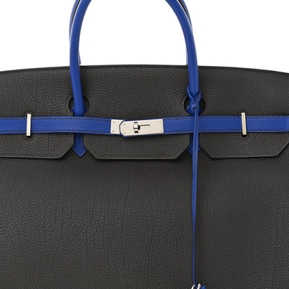 Hermes Togo Horseshoe Birkin 40 Etain Bleu Electrique 8 of 10