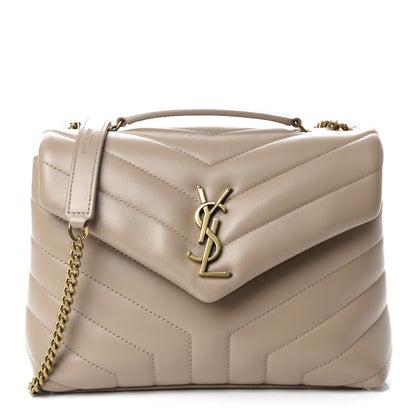 Saint Laurent Calfskin Y Quilted Monogram Small Loulou Chain Satchel Dark Beige 1 of 11