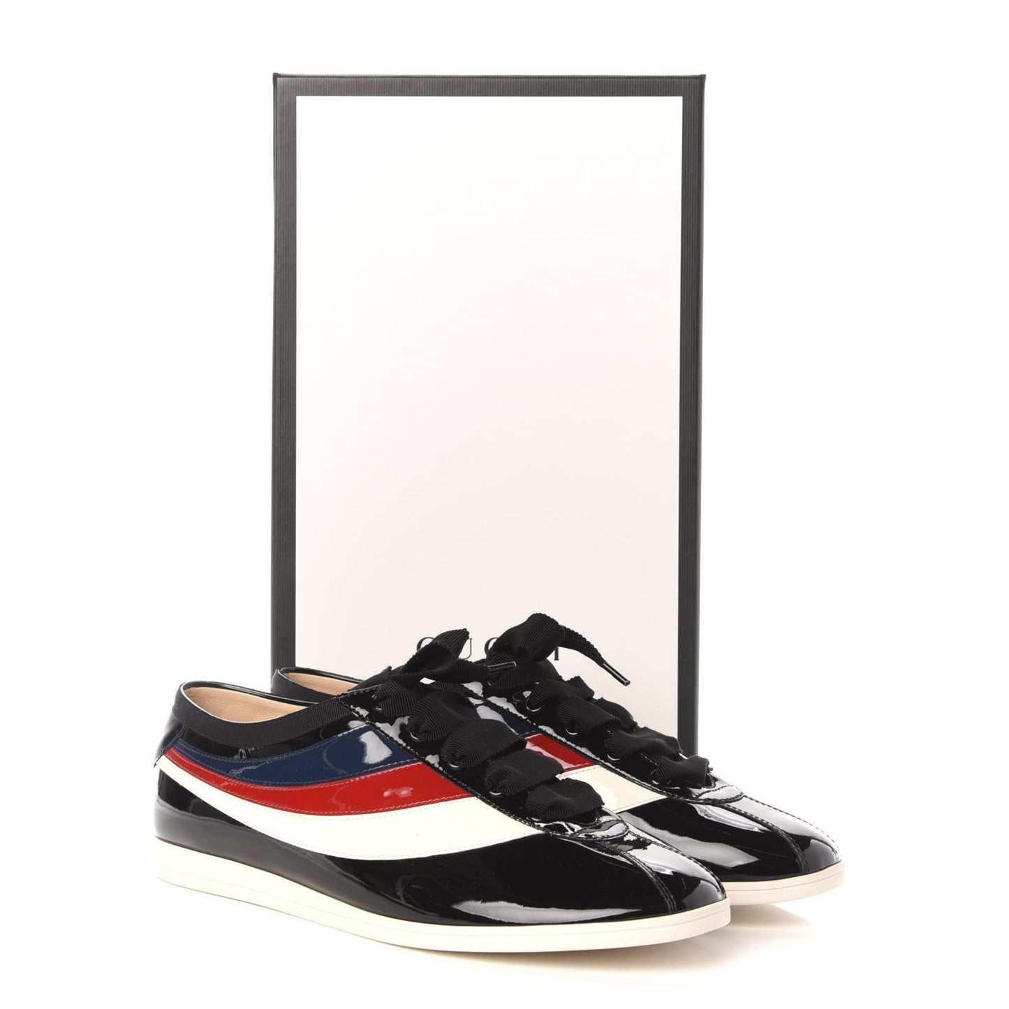 Patent Calfskin Mens Web Falacer Sneakers 9.5 Black
