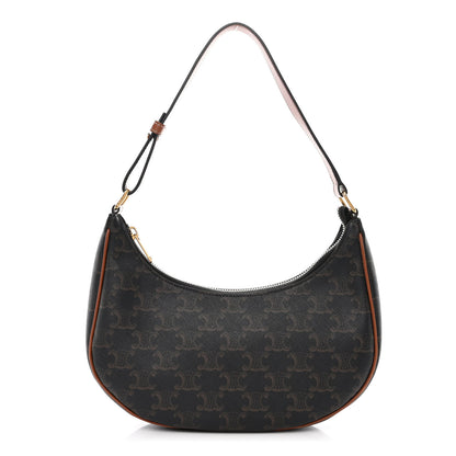 Celine Triomphe Canvas Calfskin Ava Shoulder Bag Tan 1 of 14