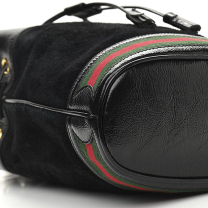 Gucci Suede Patent Web Small Ophidia Bucket Bag Black 9 of 10