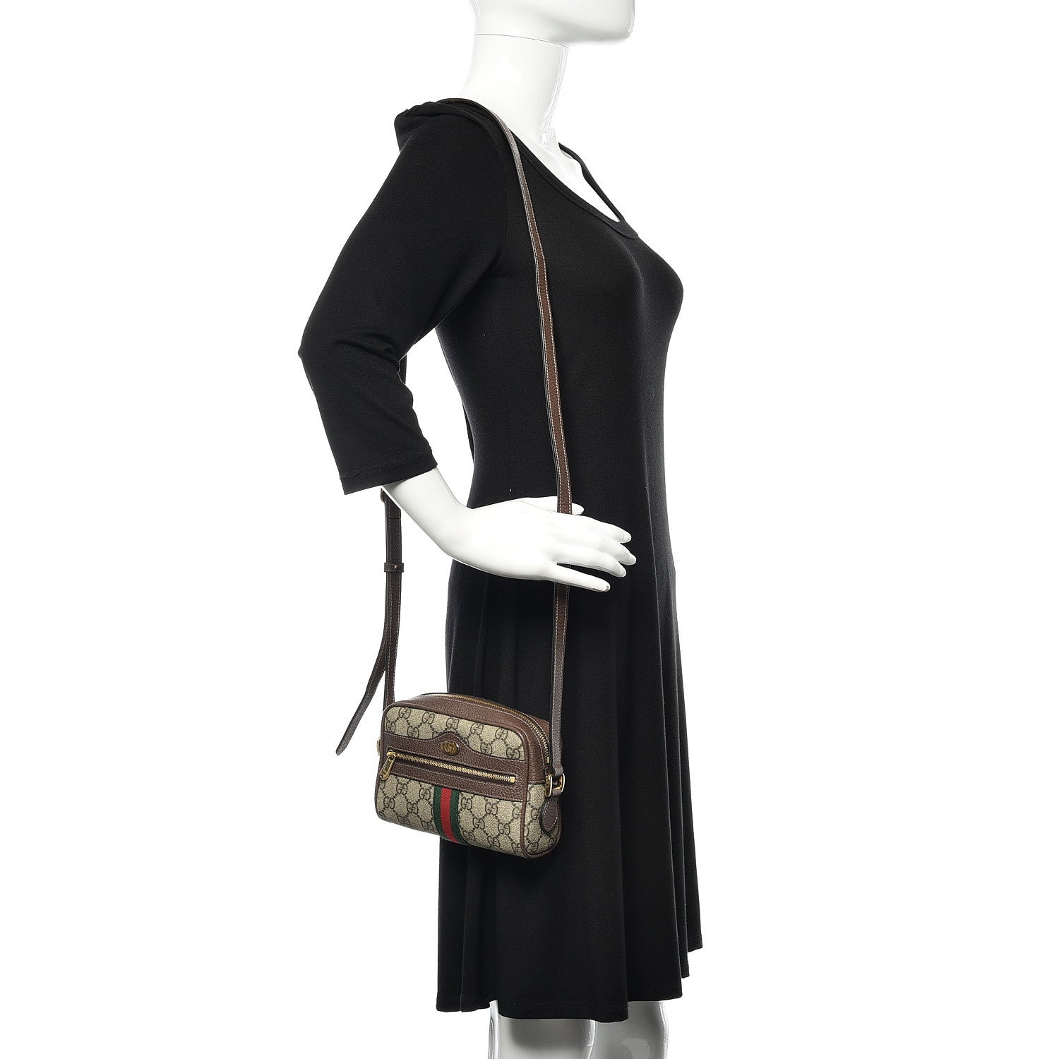 Gucci GG Supreme Monogram Web Mini Ophidia Shoulder Bag Brown 2 of 8