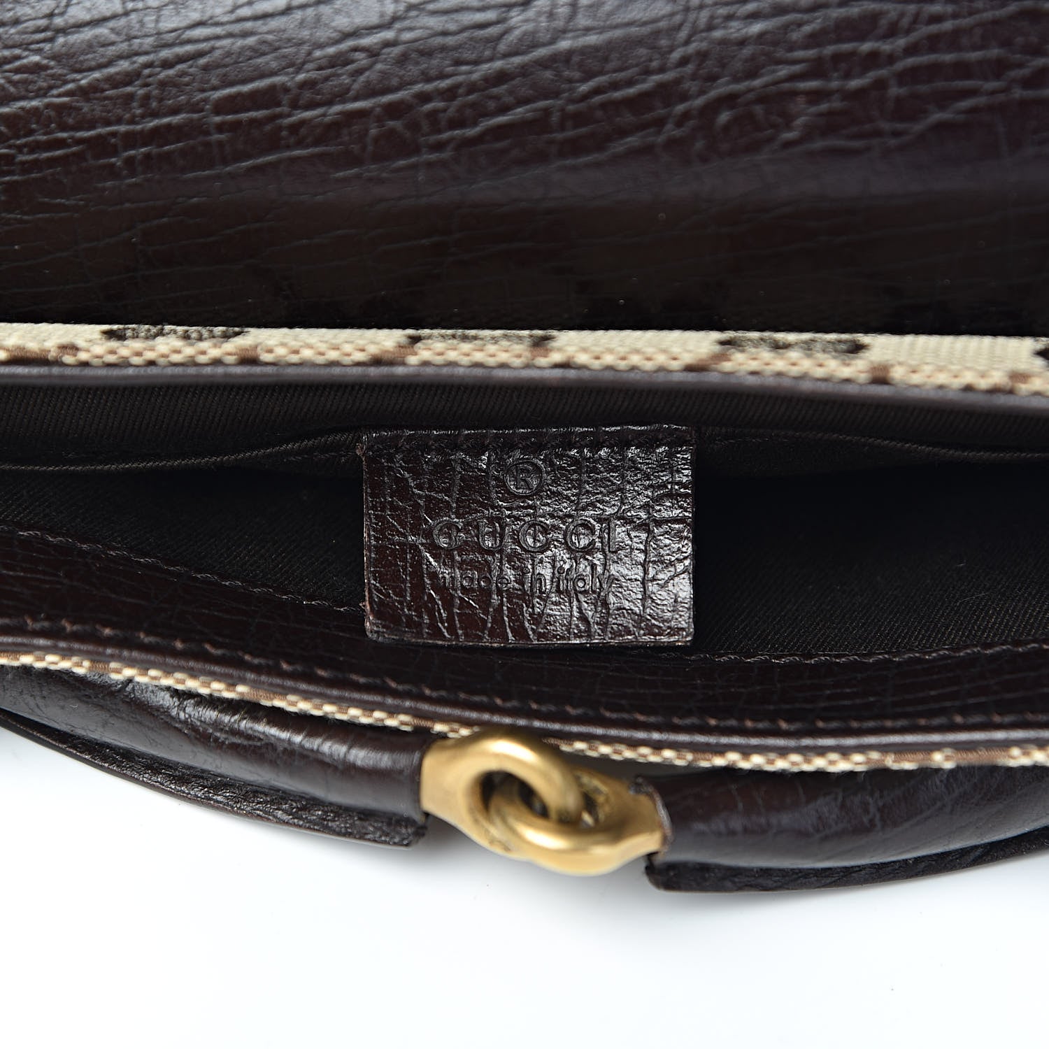 Gucci Monogram Horsebit Clutch Dark Brown 6 of 10