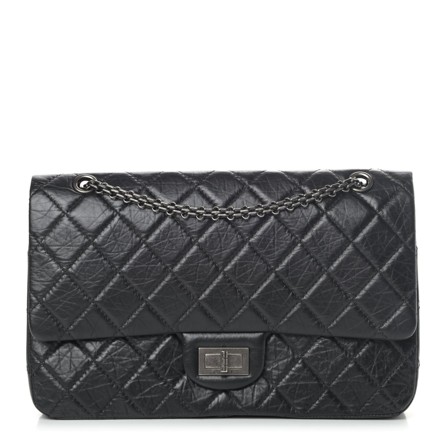 Aged Calfskin Quilted 2.55 Reissue 227 Flap Black