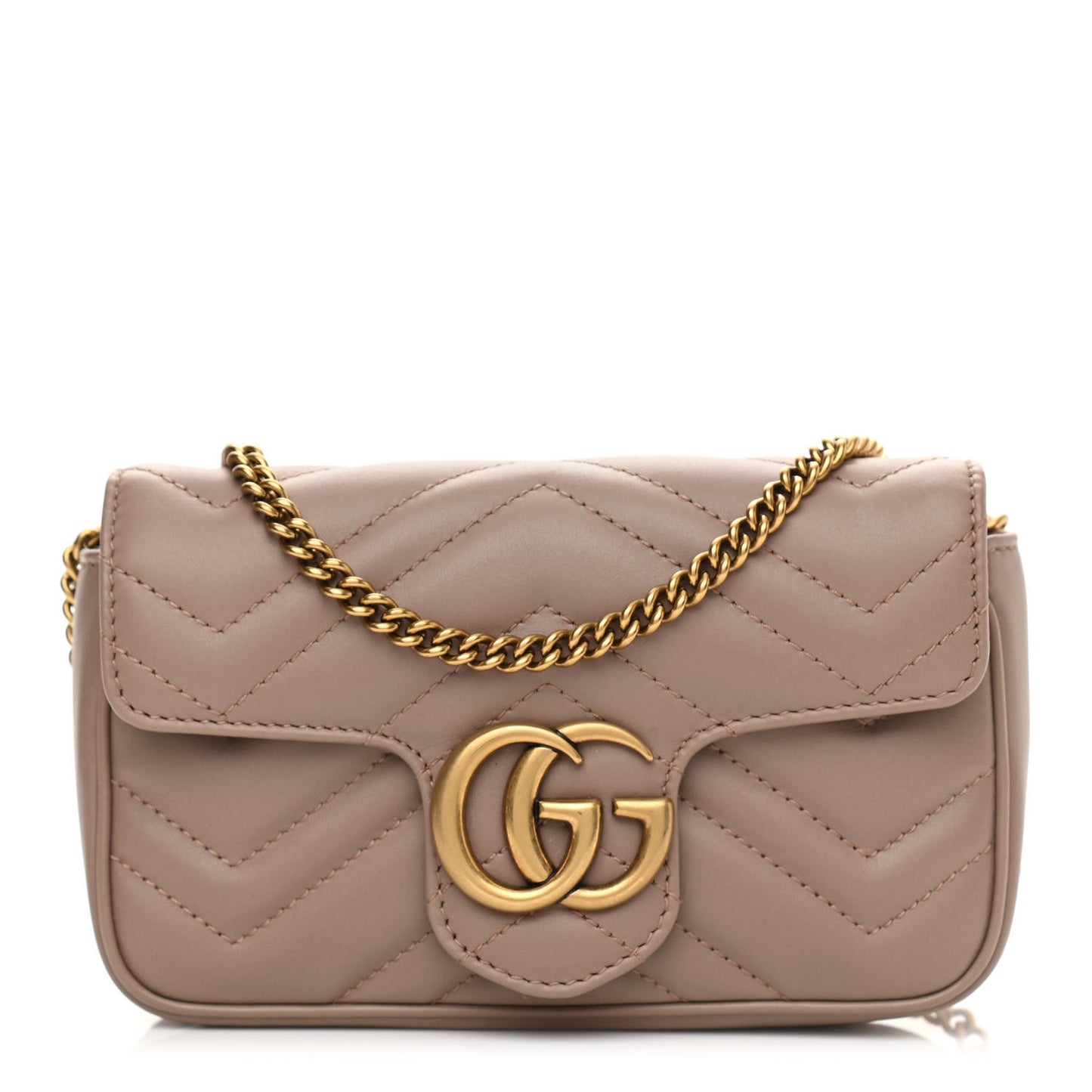Calfskin Matelasse Super Mini GG Marmont Shoulder Bag Porcelain Rose
