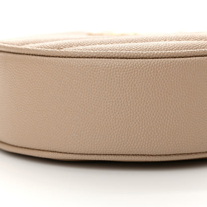 Saint Laurent Grain De Poudre Matelasse Chevron Quilted Round Vinyle Camera Bag Dark Beige 9 of 11