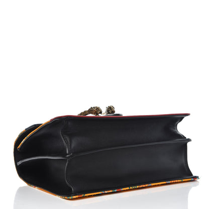 Gucci Satin Calfskin Bamboo Web Tokyo Print Medium Dionysus Top Handle Bag Giallo Multicolor Blue Agata Hibiscus Red 4 of 12