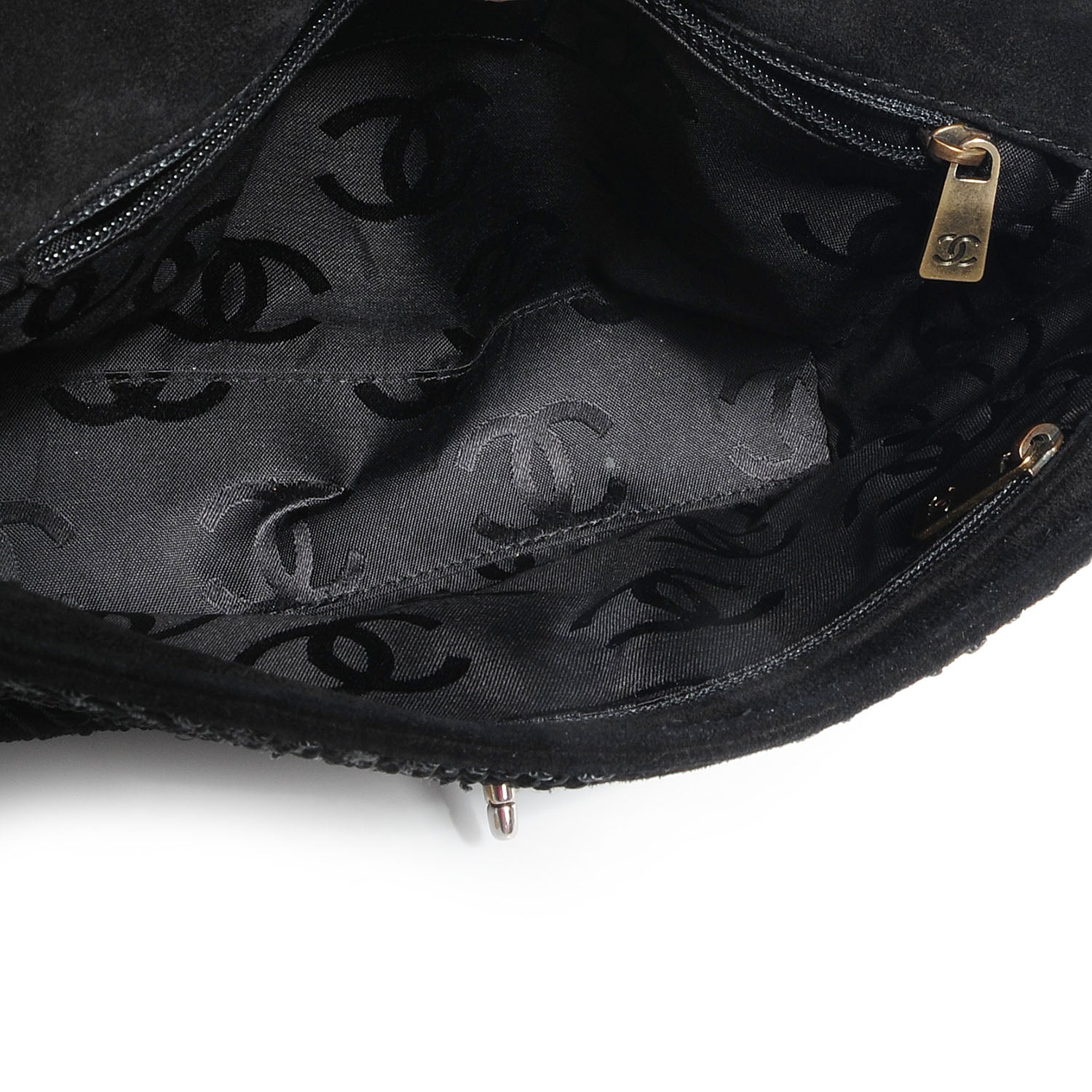 Chanel Suede Diamond Stitched Messenger Flap Bag Black 5 of 8
